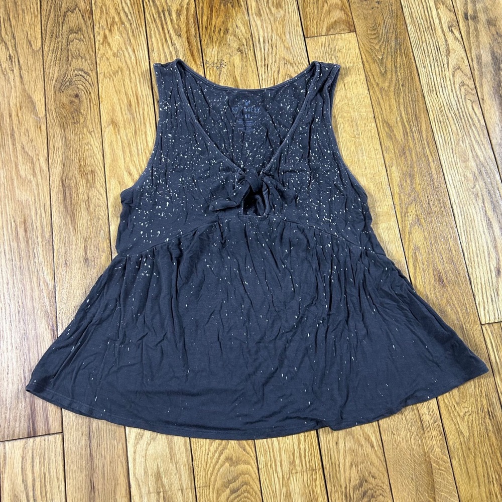 American‎ Eagle Outfitters Soft Sexy Tank Top Charcoal Speckled Tie Front Size S
